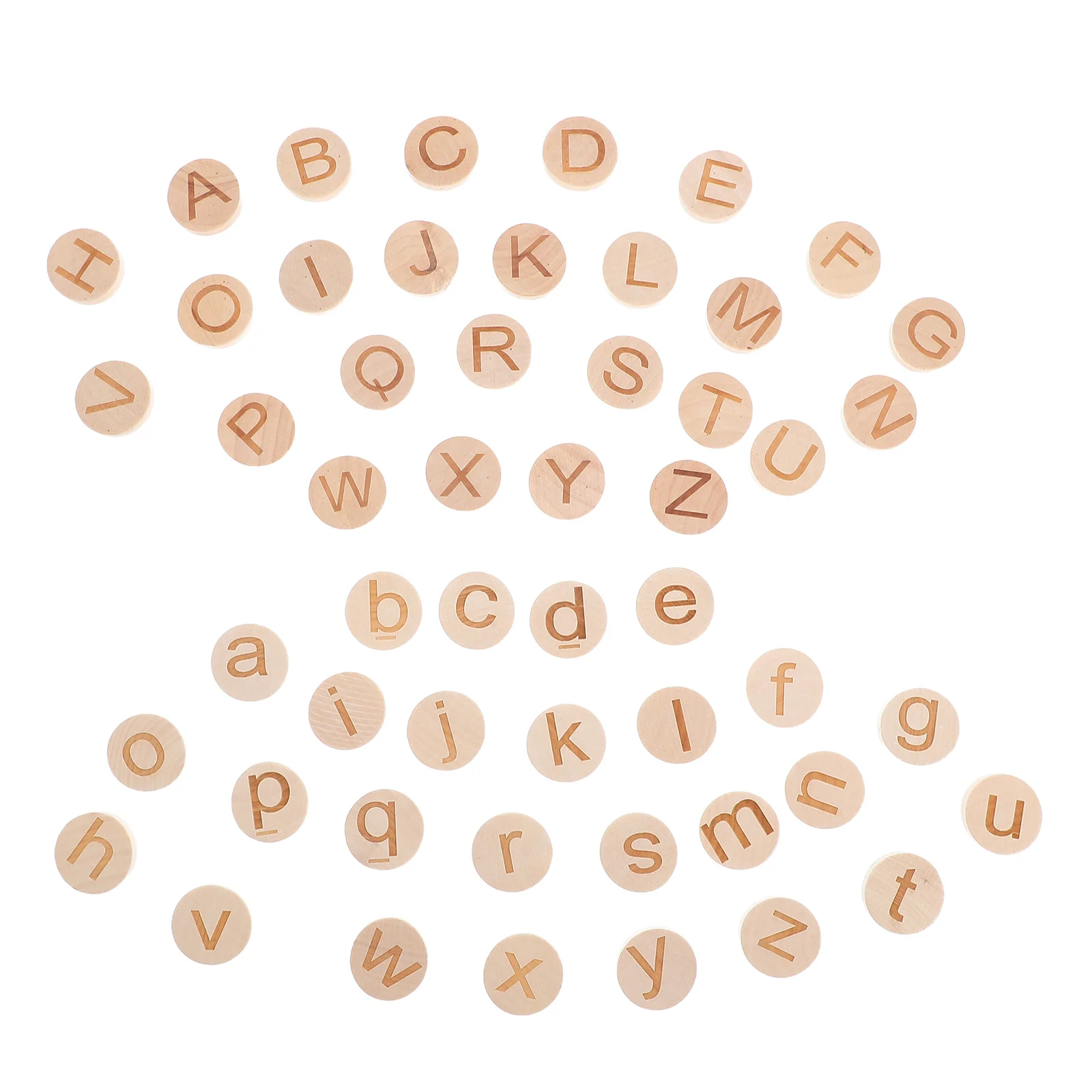 52Pcs Wooden Alphabet Beads Natural Wood Safe Handling Toddler Learning Visual Development Interactive Games Kids Alphabet Toys