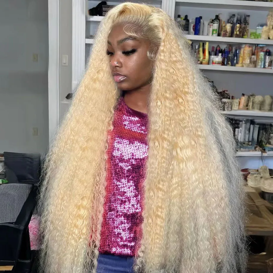 

613 Блондинка с глубокими волнами, человеческие волосы HD 13x6, кружевная передняя часть, бесклеевая, плотность 250, высокое качество, 40 дюймов, вьетнамский