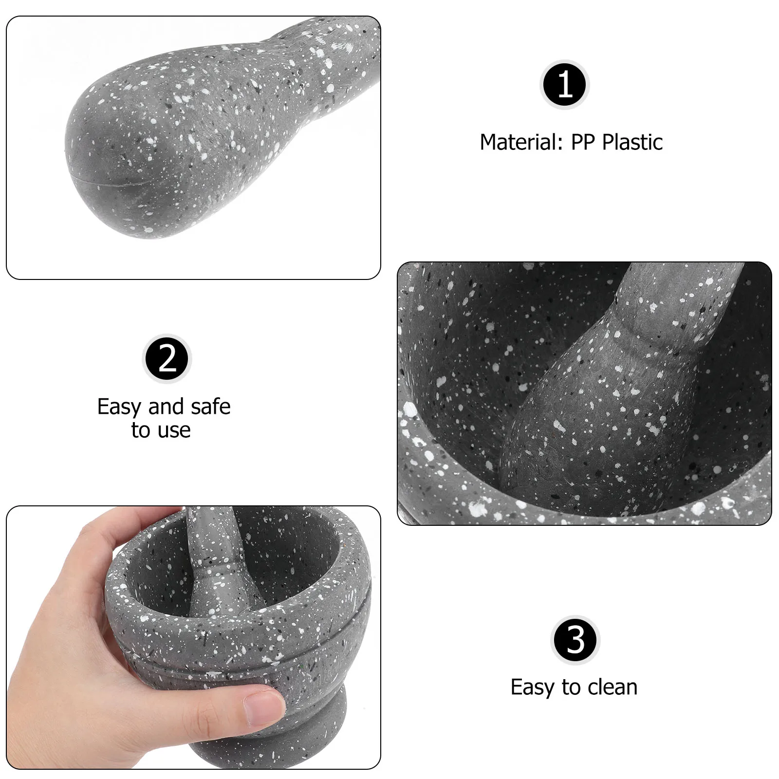 

Garlic Pestle Set Pp Plastic Pattern Easy Clean Kitchen Tools For Spice Grinding Processing