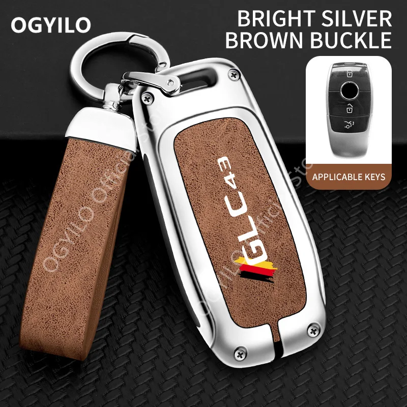 Zinc alloy+leather Car Key Housing For Mercedes Benz GLC43 A 3 buttons G500 GLB ML E Class E43 W213 E300 E400 Car Key Shell