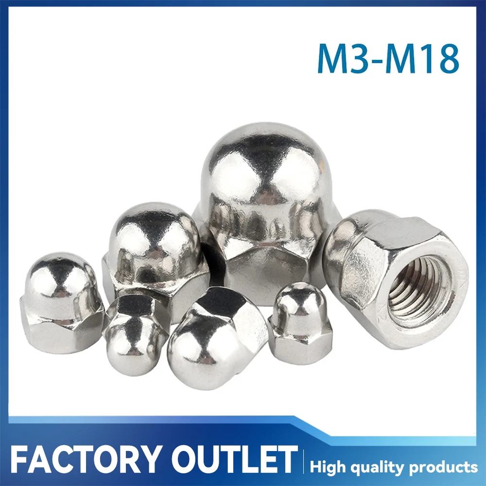 

10Pcs M3 M4 M5 M6 M8 M10 M12 M14 M16 M18 Acorn Cap Nut 304 Stainless Steel Decorative Dome Cap Nuts Blind Nuts