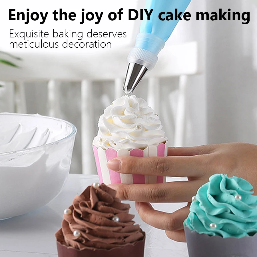 8 Teile/satz Silikon Küche Zubehör Icing Piping Creme Spritzbeutel + 6 Edelstahl Düse Set DIY Kuchen Dekorieren Tipps set – Detail 4