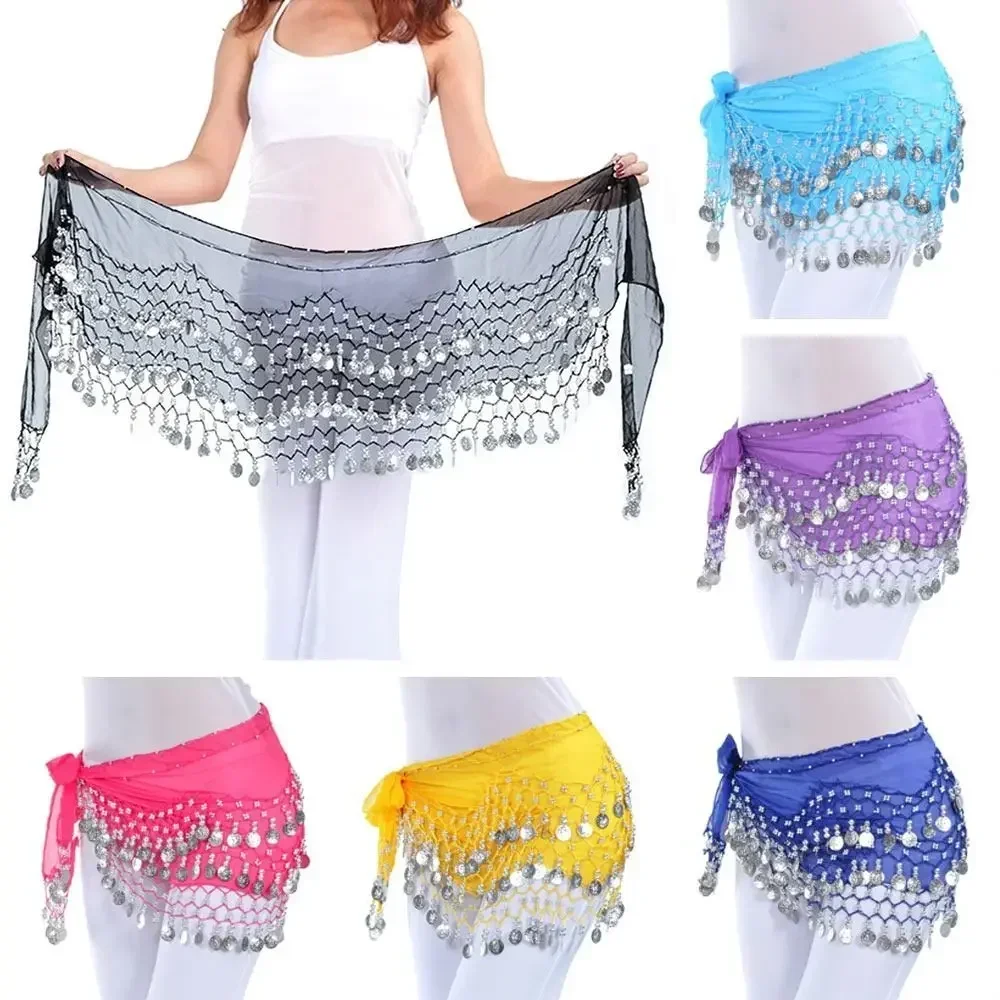 

Dancer Skirt Women Sexy Belly Dance Hip Scarf Wrap Belt Dancer Skirt Show Costumes Shiny Sequins Tassels For Thailand/India/Arab