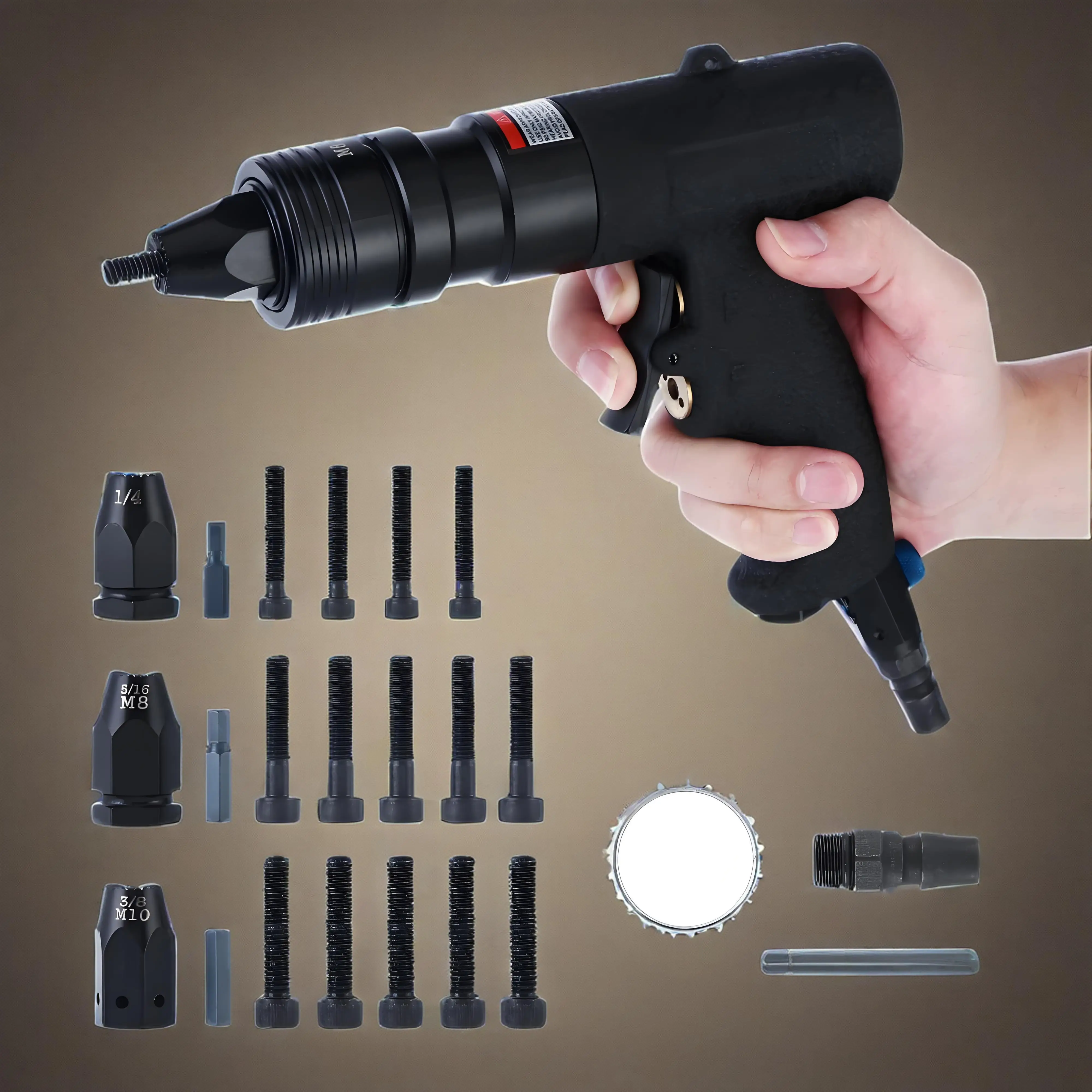 Pneumatic Rivet Nut Gun M8 M10 Self-Locking Head Gun Change Mandrels Industrial Grade Adjustable Speed Air Rivnut Gun