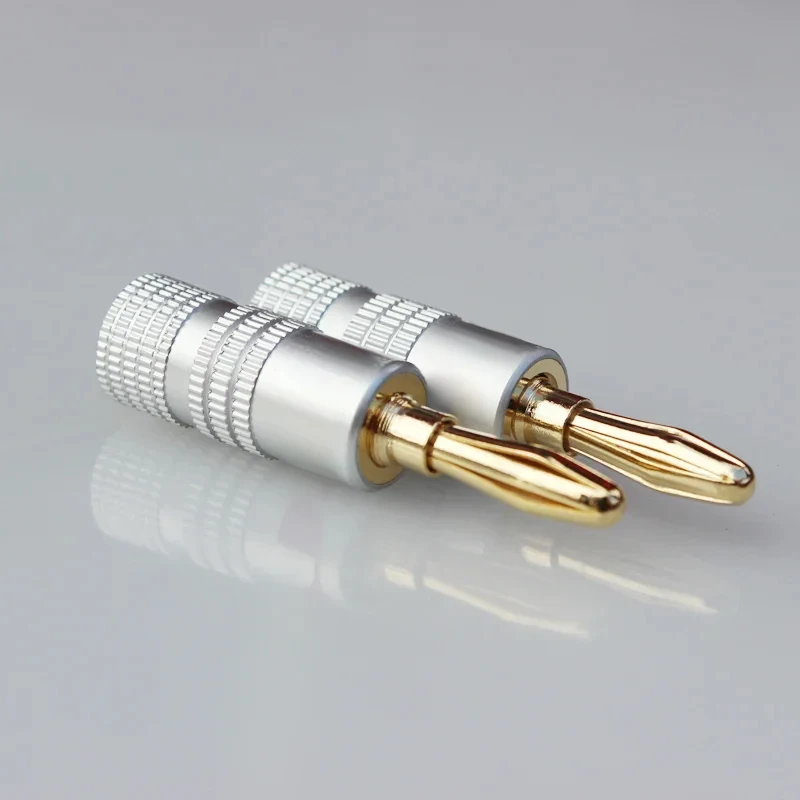 4pcs Banana Connector 4mm Speaker Banana Plugs 24K Copper Gold Plated 4mm Banana Jack Match with 4mm Binding Post