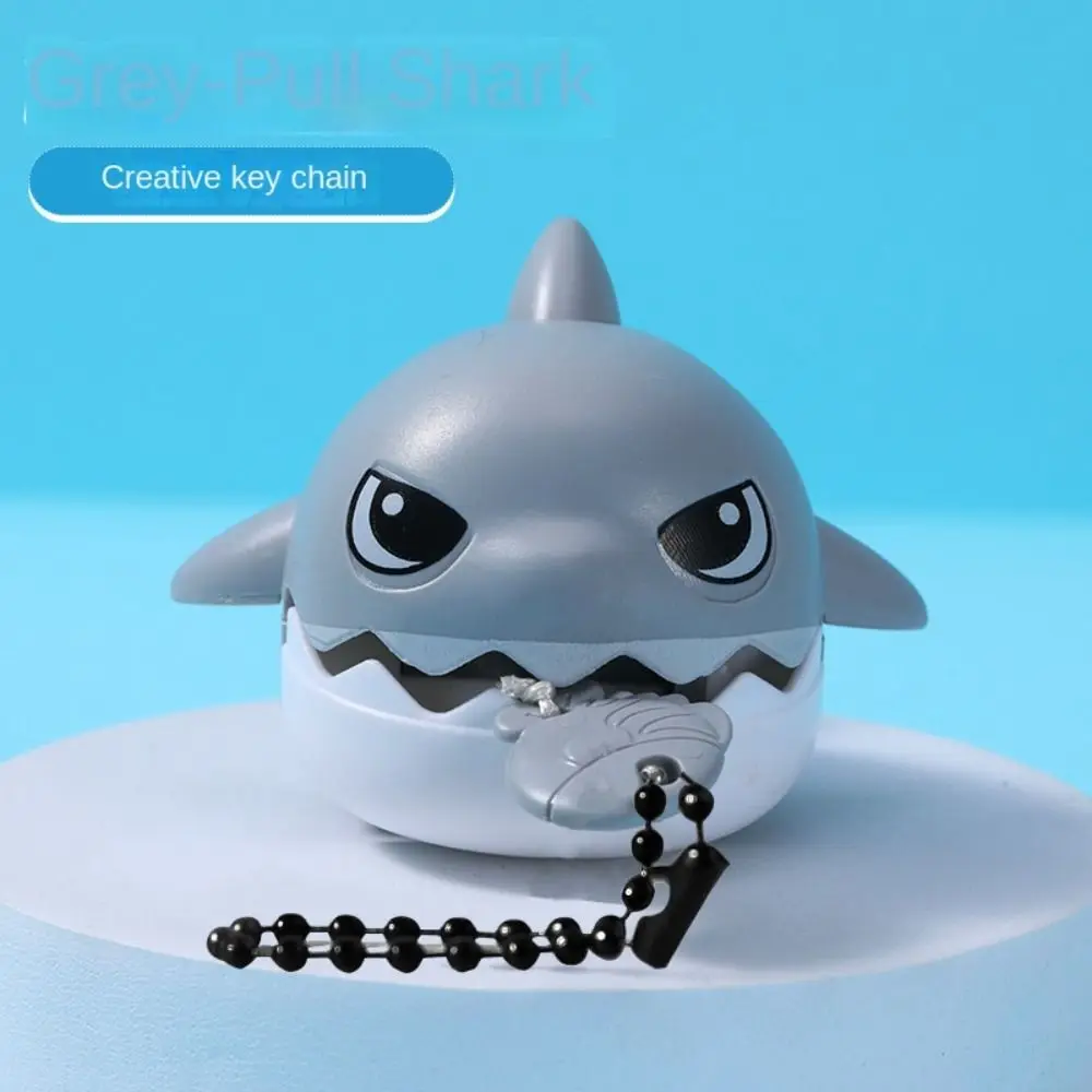 Shrink Rope Shark Doll Nibbling Shark Keychain Pull Line Plastic Cartoon Shark Pendant Cute Cartoon Nibbling Shark Keyring