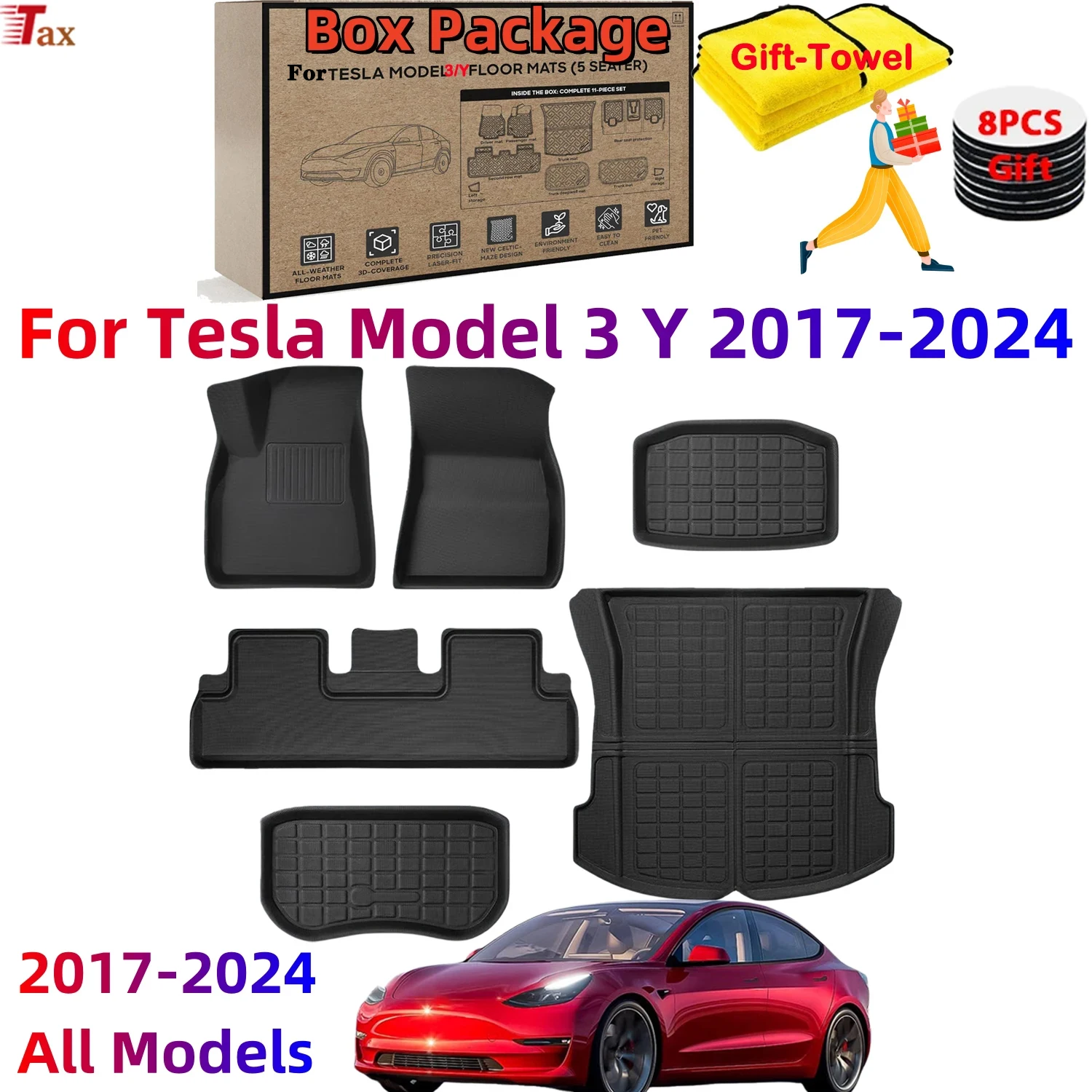 

Для напольных ковриков Tesla Model Y 2023 2022 2021, для модели Y, напольный коврик для багажника, задние подкладки для груза, для аксессуаров Tesla Model Y