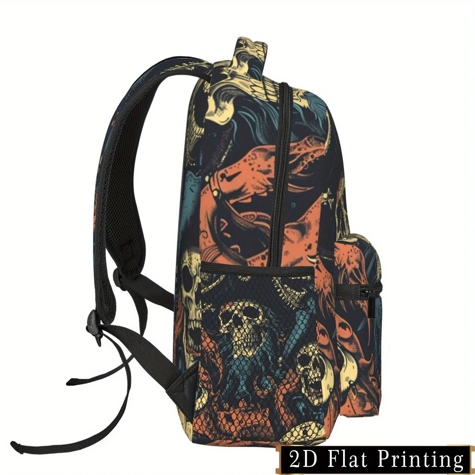 Skull Pirate Captain Print Pattern Shoulder and Waist Protection Design Backpack Fashionable IPad Laptop Bag with Large Capacity