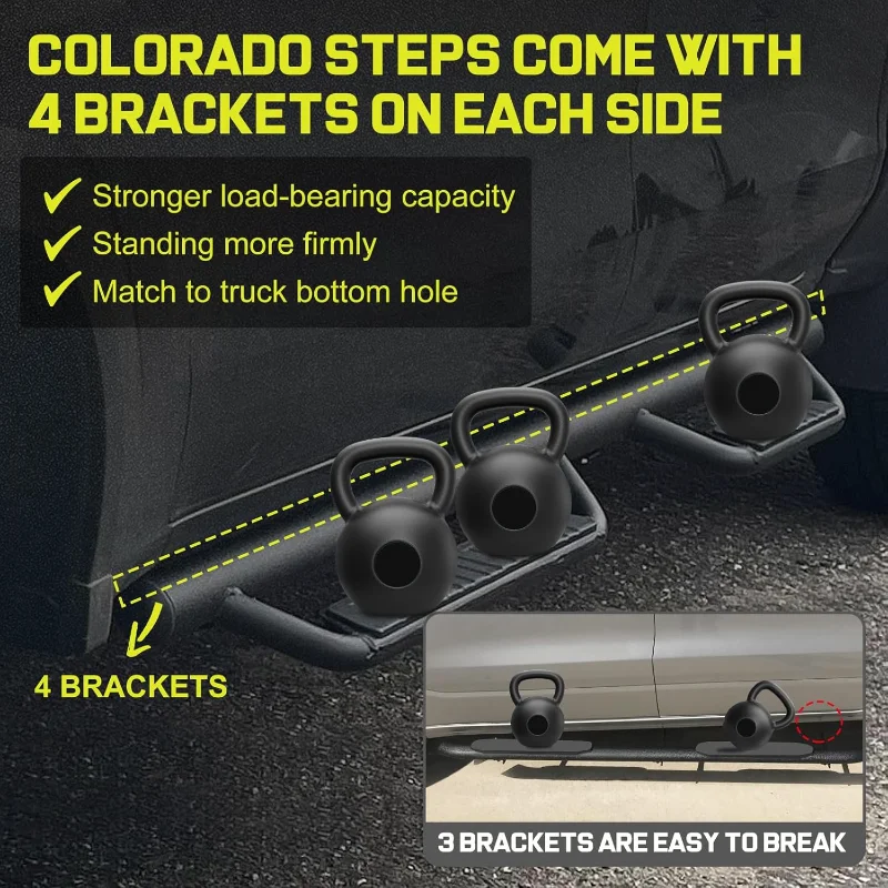 BINARY STAR Estribos compatibles con vehículo 2015-2025 Colorado/Gmc Canyon Crew Cab, Pasos laterales desplegables de 3,5 pulgadas