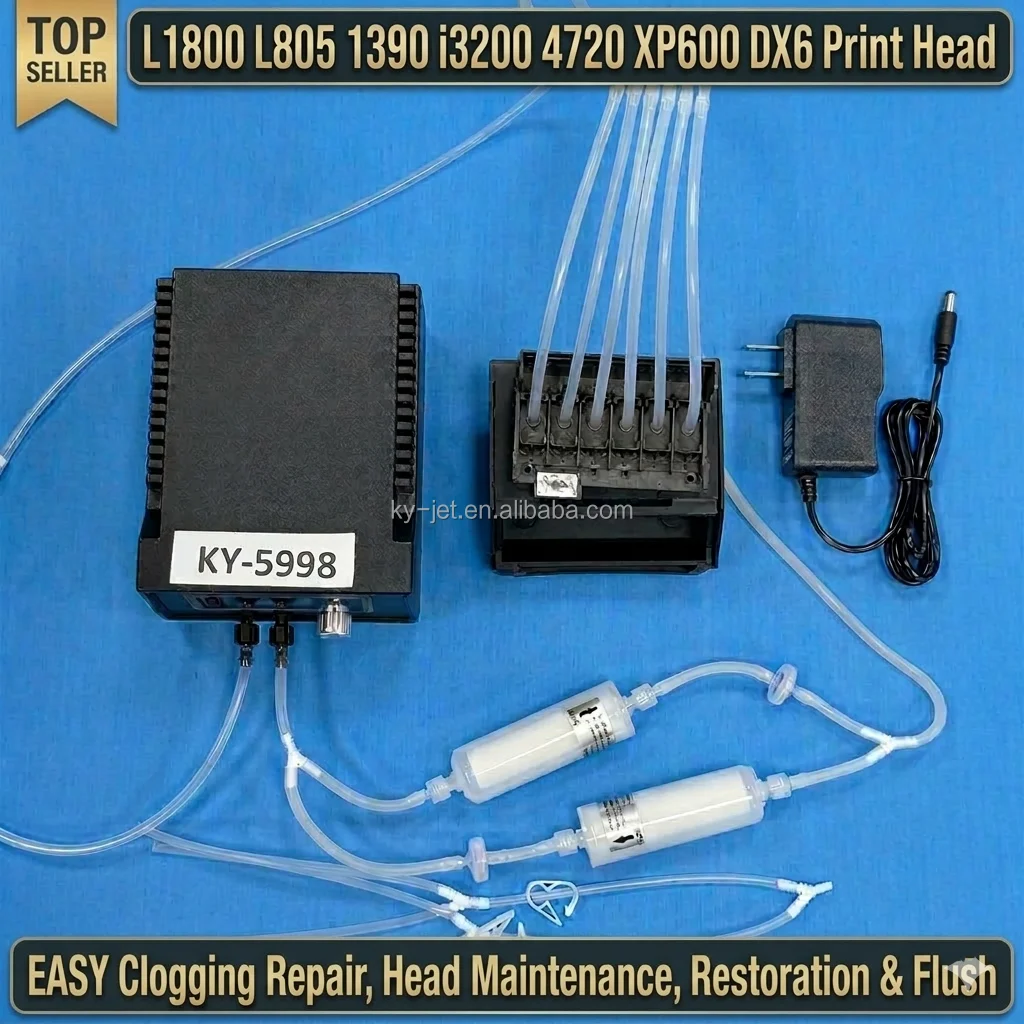 

Printhead DTF Ink Clogged Cleaning Machine Washer Unclog Reverse for L1800 L805 1390 I3200 4720 XP600 DX6 Print Head Clean