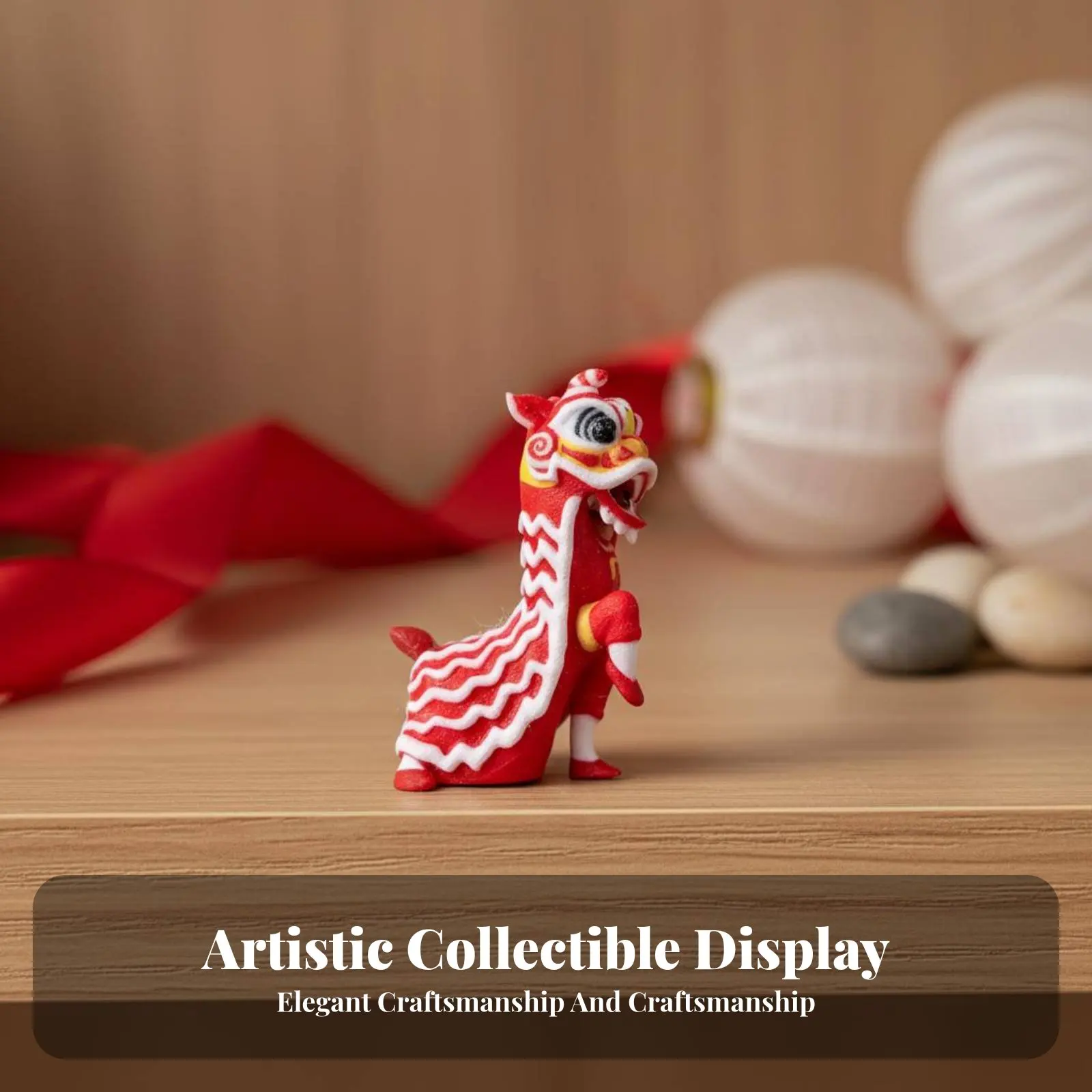 

Lion Dance Figurine Three-Dimensional Printed Chinese New Year Miniature Seasonal Holiday Decoration Full Color Scale Model