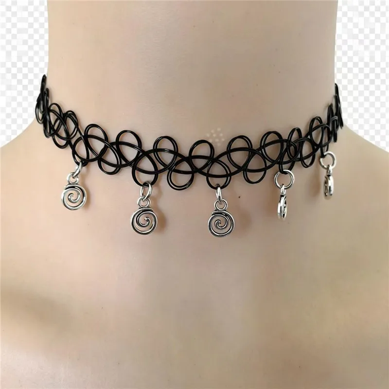 Japanese-Style Imitation Tattoo Fish Line Elastic Swirl Pendant Necklace, Unique Niche Necklace for Men and Women, Holiday Gift