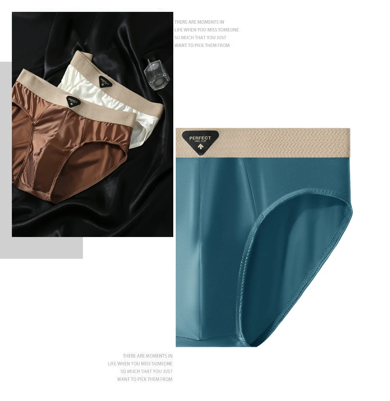 Herren Eisseide Boxershorts 4er-Pack Weiche Glatte Tägliche Unterwäsche in Verschiedenen Farben Flache Ecken Unterhose – Detail 13