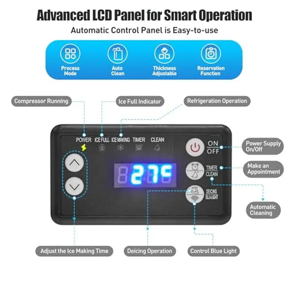110Lbs/24H Commercial Ice Maker Machine with 18Lbs Ice Storage Capacity and Auto Self-Cleaning High Quality Stainless Steel Ice