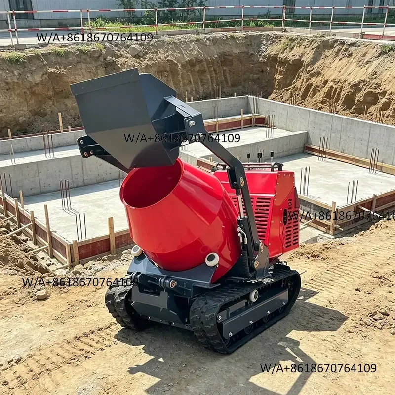 Hot Seller 300L Capacity 750kg Load 13.5HP Self Loader Hydraulic Dump Tracked Crawler Mini Concrete Mixer Dumper for Slope