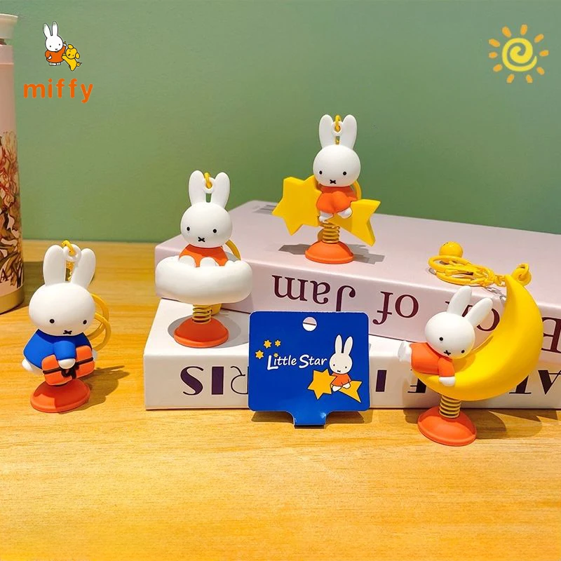 

Kawaii Miffy Keychain Creative Dopamine Car Ornaments Cartoon Fashion Figurine Statue Model Anime Accessories Girl Perfect Gifts