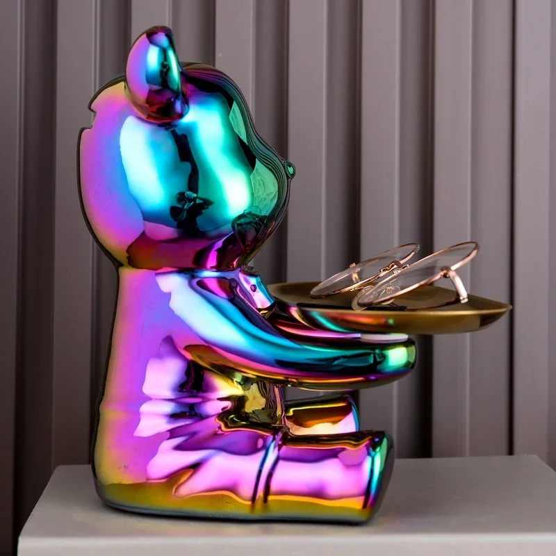Wohnkultur Keramik Bunte Überzug Bär Lagerung Box Home Living Neue Zimmer Desktop Tablett Dekorative Statue Spardose Ornamente – Detail 9
