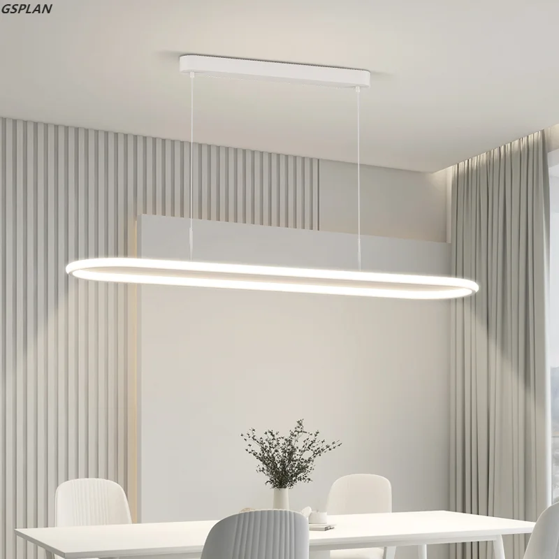 Modern Restaurant Pendant Lights Simple Led Creative Lamps Long Ring Lamp Minimalist Nordic Bar Counter Dining Room Table Lights