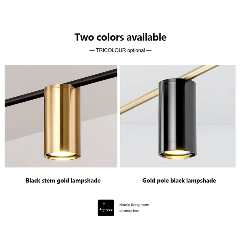 SANDYHA الشمال طويل الثريا الذهب الأسود الفن قلادة ضوء LED مصباح لطاولة الطعام غرفة المعيشة المطبخ جزيرة إضاءة داخلية