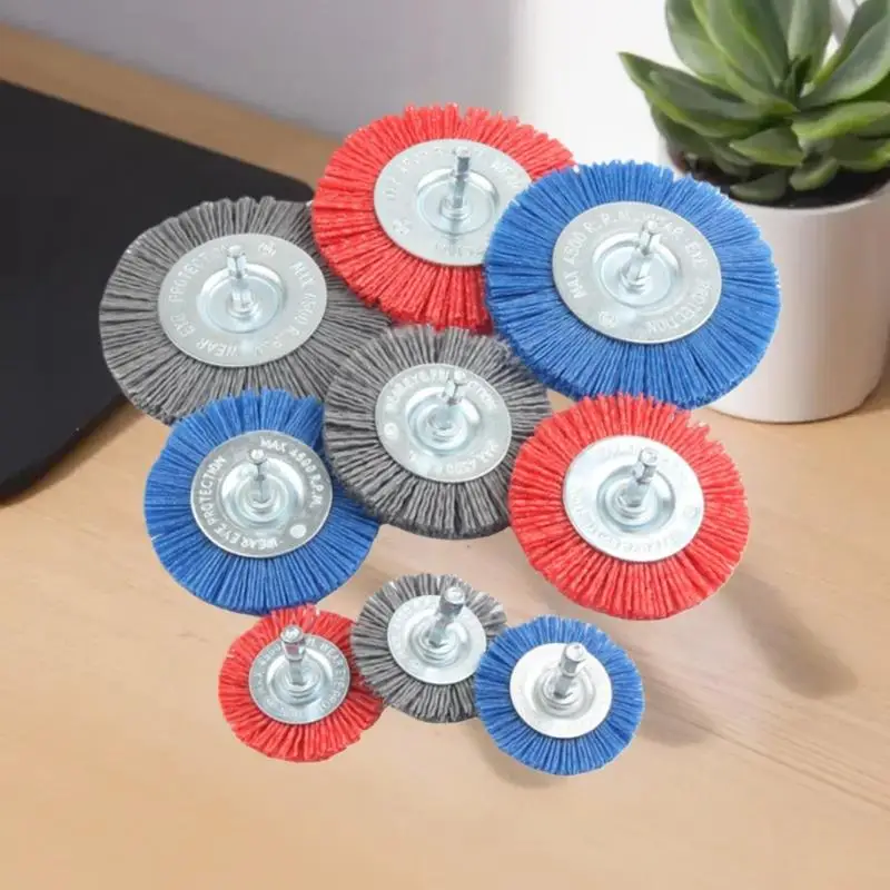 For Drill Rotary Tool Remove Rust/Corrosion/Paint Nylon Abrasive Brush Grit 80/120/180/240 Flat Abrasive Wheel Brush 1/4