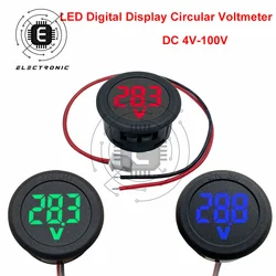 DC 4-100V LED Digital Display Circular Two-wire Voltmeter Digital Voltage Meter Test Head Display Reverse Connection Protection