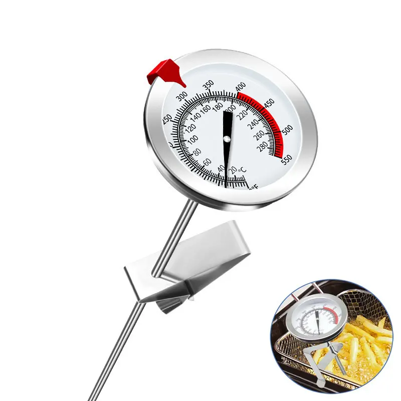 Stainless Steel Deep Fry Food Thermometer, Probe Pointer, Instant Read Meat Cooking, Oil Thermometer, Kitchen