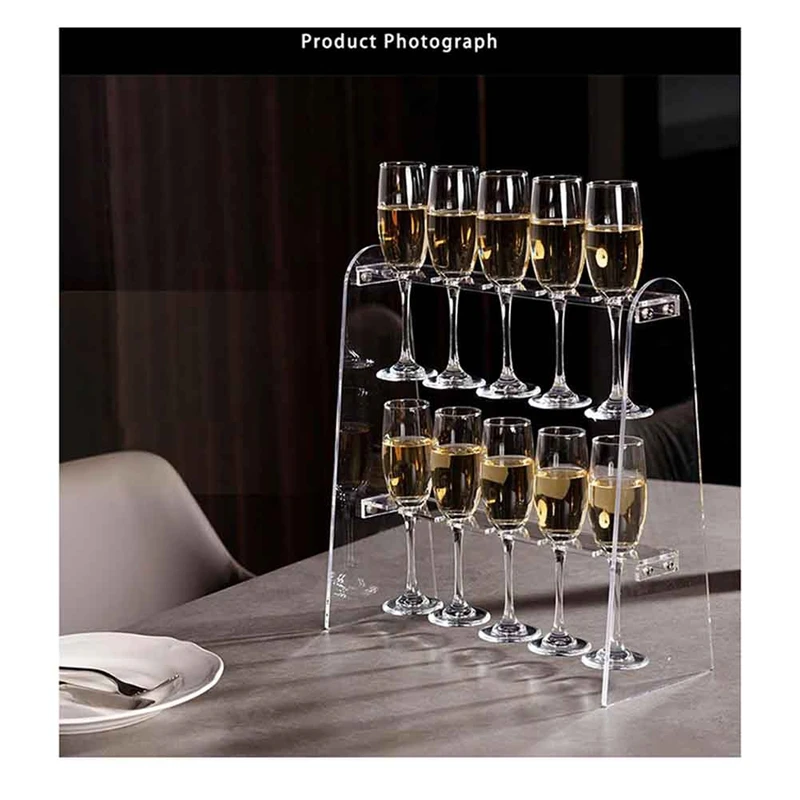 2 Layer Wedding Celebration-Party Champagne Storage Shelf Wine Drinks Stand Holder Drinking Cup Sparkling Wine Rack