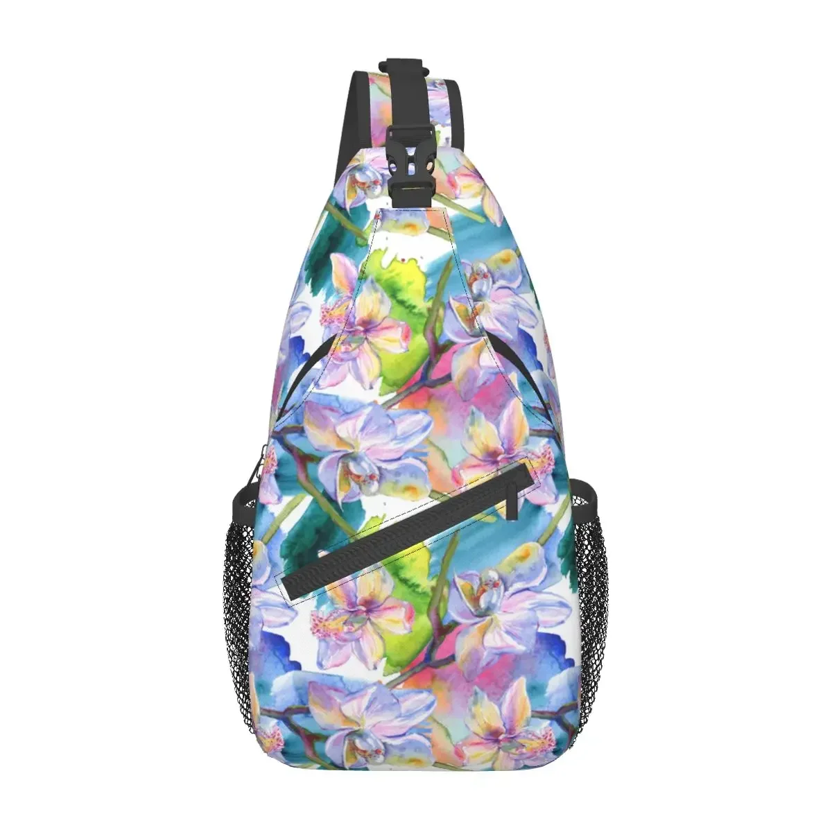 Orchid Floral Botanical Flowers Small Sling Bag Chest Crossbody Shoulder Backpack Travel Hiking Daypacks Cool Pack