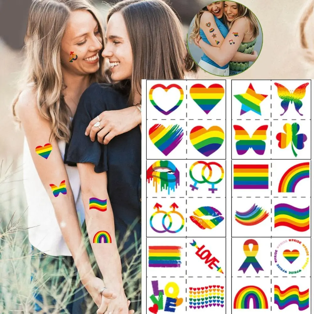 

18Pcs Flower Star Rainbow Tattoo Stickers Colorful Waterproof Love Heart Tattoo Stickers Body Art Personalized