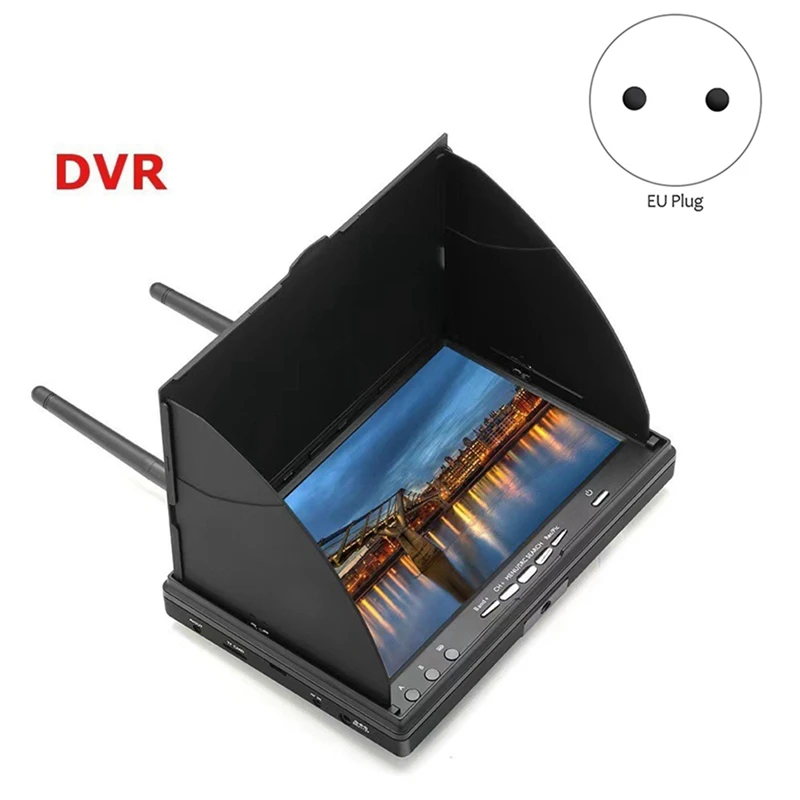 5.8G FPV DVR Monitor 7 Inch LCD Screen 800X480 40CH LCD5802D Build-In Dual Receiver For RC FPV Drone Quadcopter Durable EU Plug