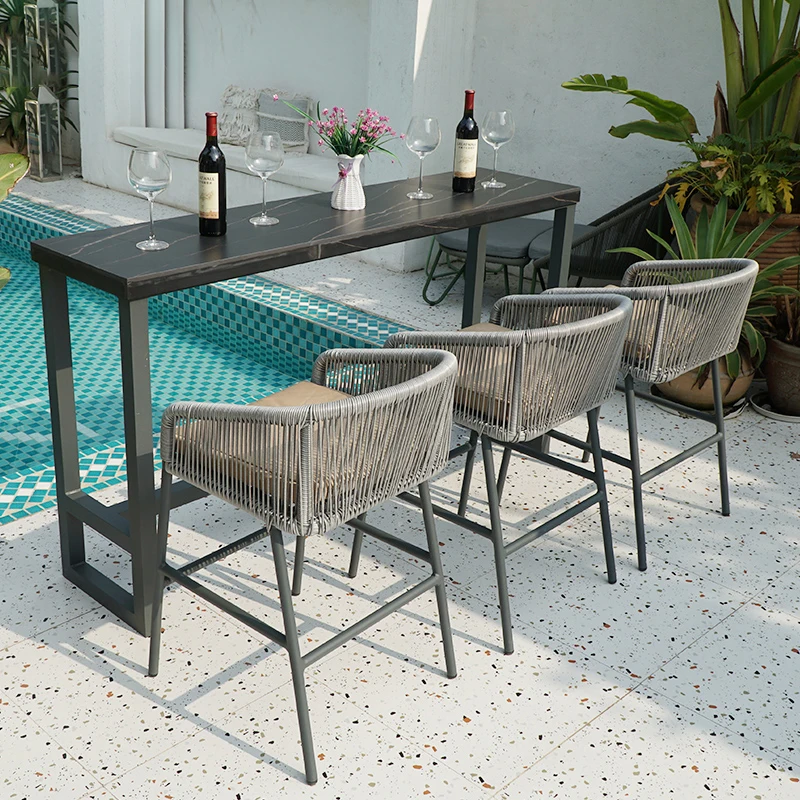 

Bar Outdoor Garden Chairs Combination Leisure Balcony Modern Garden Chairs Courtyard Aluminum Furniture Silla De Jardín MHHYY