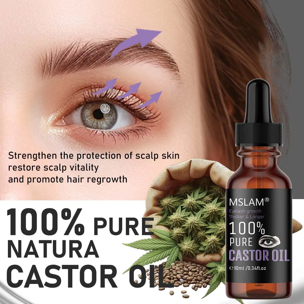 Natural Cold Pressed Castor Oil Eyelash Growth Serum Promotes Healthy Skin  Hair Eyelash  Brow Enhancer Body Massage Oil 10ml