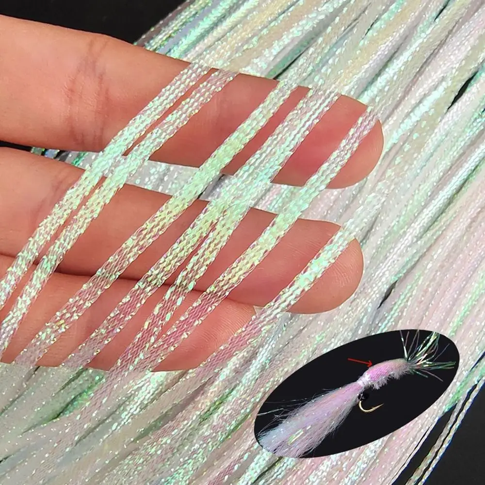 

Glow Flash Fish-Scale Shining Strip Synthetic Iridescent Flashbou Corrugated Flash Strands Simulates 3mm 8m Fly Tying Materials