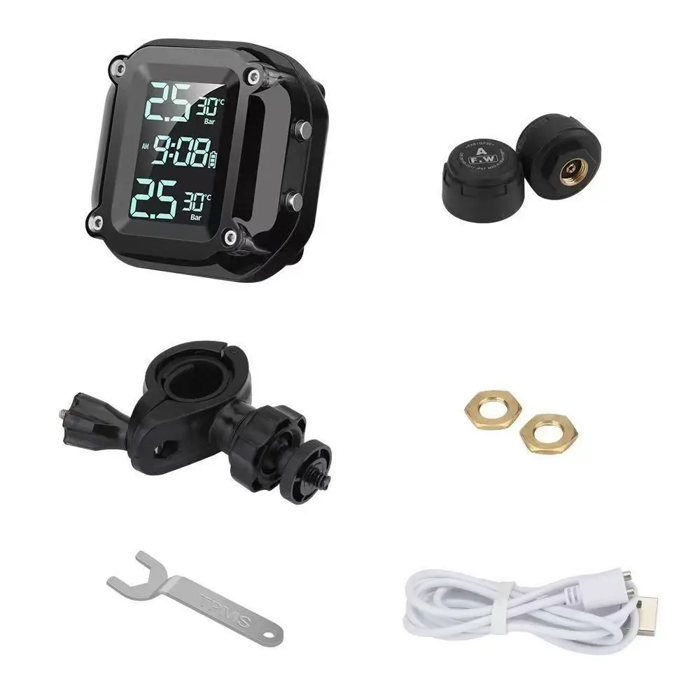 Universal Motorcycle Tire Pressure Monitoring System Digital Display Wireless High Precision Sensor Alarm Tool view 4