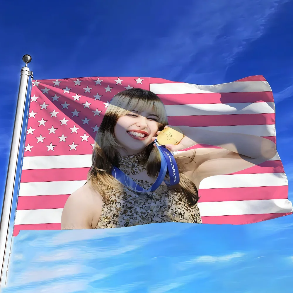 A-Alysa L-Liu Skating USA flag For Garden Party Living Room Home Wall Decor Banner Bedroom Outdoor Tapestry view 6