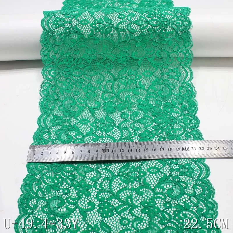 90Yards Elastic Lace Green Stretch Lace Trim Spandex Fabric Lace for Dress Bra Lingerie