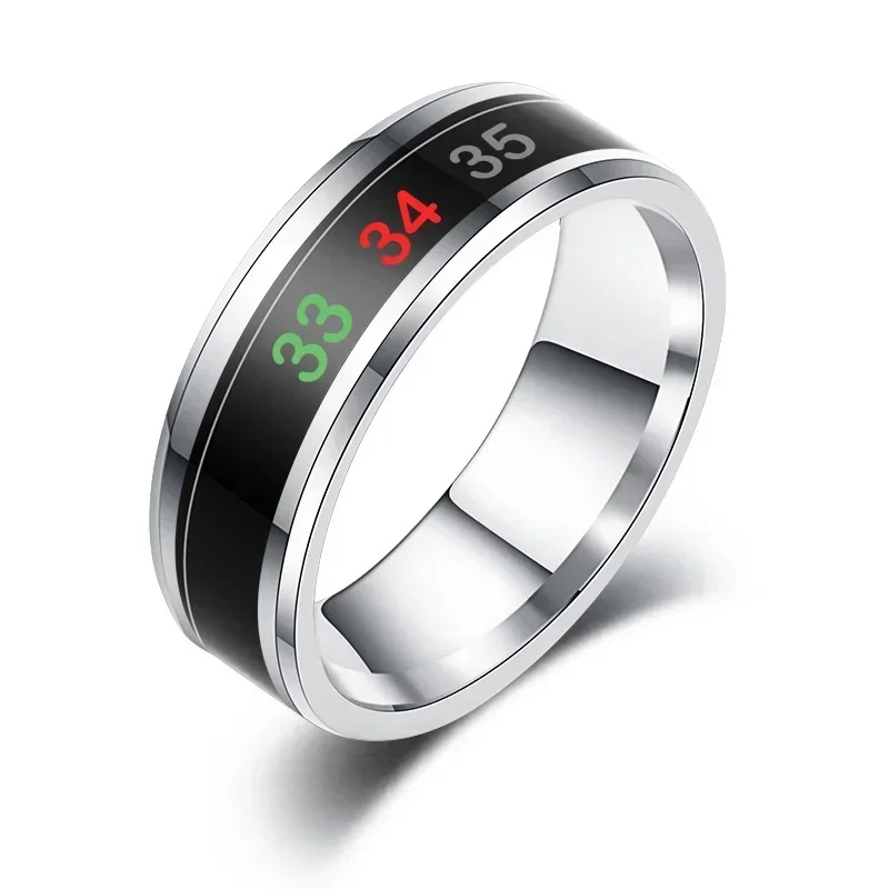 Fashionable stainless steel smart temperature-sensitive color-changing ring jewelry gift for men and women couples