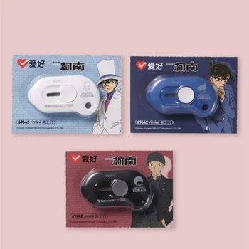 3 Stuks Aihao 69642 Mini Intrekbare Detective Conan Utility Mes Box Brief Cutter Kawaii Student Kantoorbenodigdheden Draagbaar