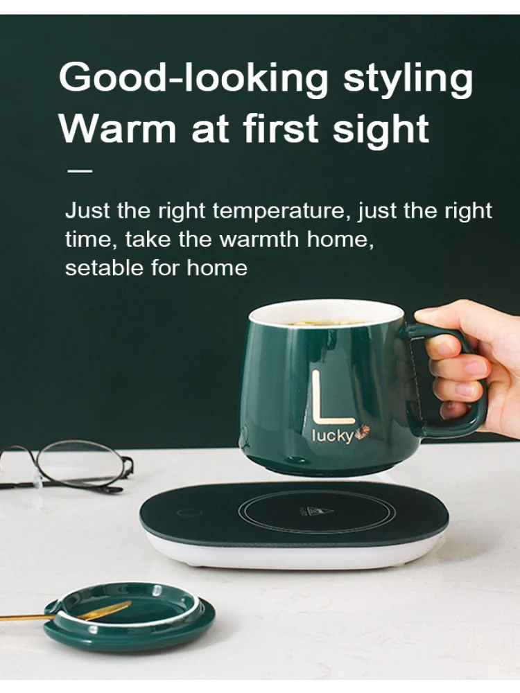 Posavasos calefactor eléctrico de 220v, almohadilla calefactora de 55 °C para café, leche y té, tazas de cerámica termostáticas Usb, taza
