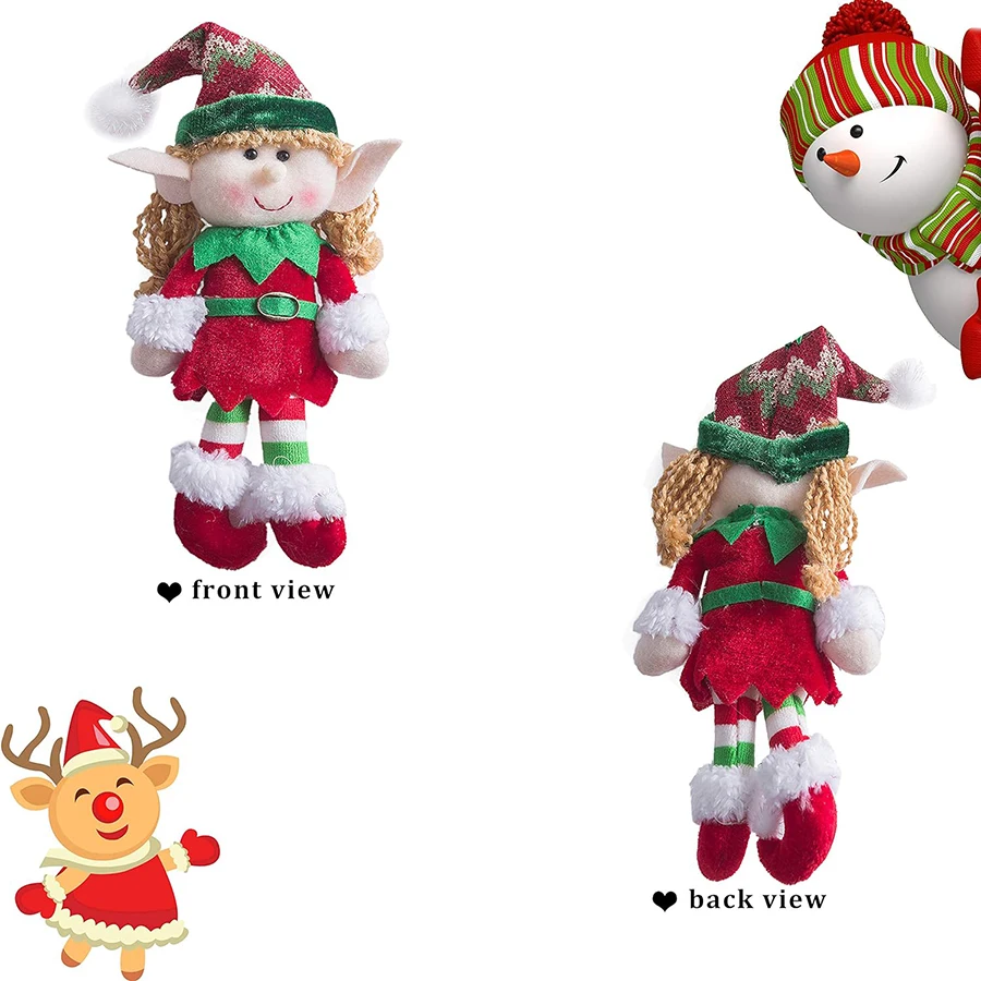 12 Inch 4pcs Adorable Flexible Christmas Elves Plush Dolls Xmas Tree Decoration Holiday Santa Characters Ornaments Gift for Kids