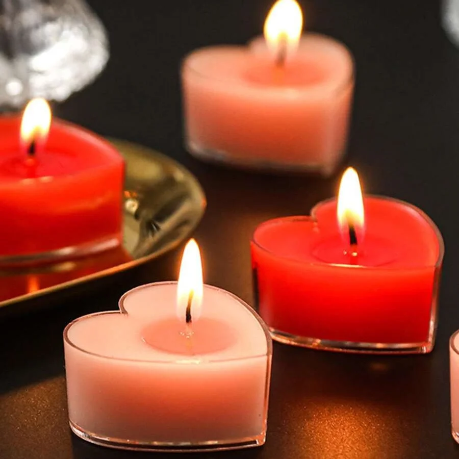 9pcs Heart-shaped Scented Tea Candles Valentine's Day Romantic Love Candle Proposals Wedding Anniversary Decorative Candle