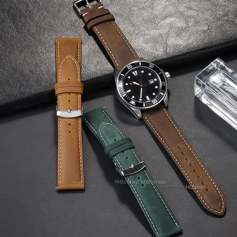 Bracelet de montre à dégagement rapide pour hommes femmes bracelet de montre en cuir véritable ceinture de remplacement 18mm 20mm 22mm bracelet marron Vintage