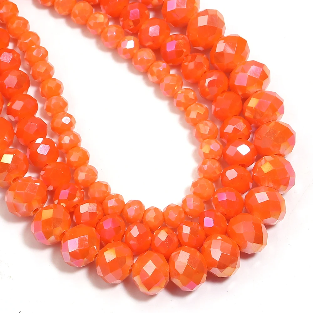1 strang/lot Orange Facettierte Glas Perlen Porzellan Kristall Perlen Lose Perlen Für Schmuck Machen DIY Halskette Armband Zubehör