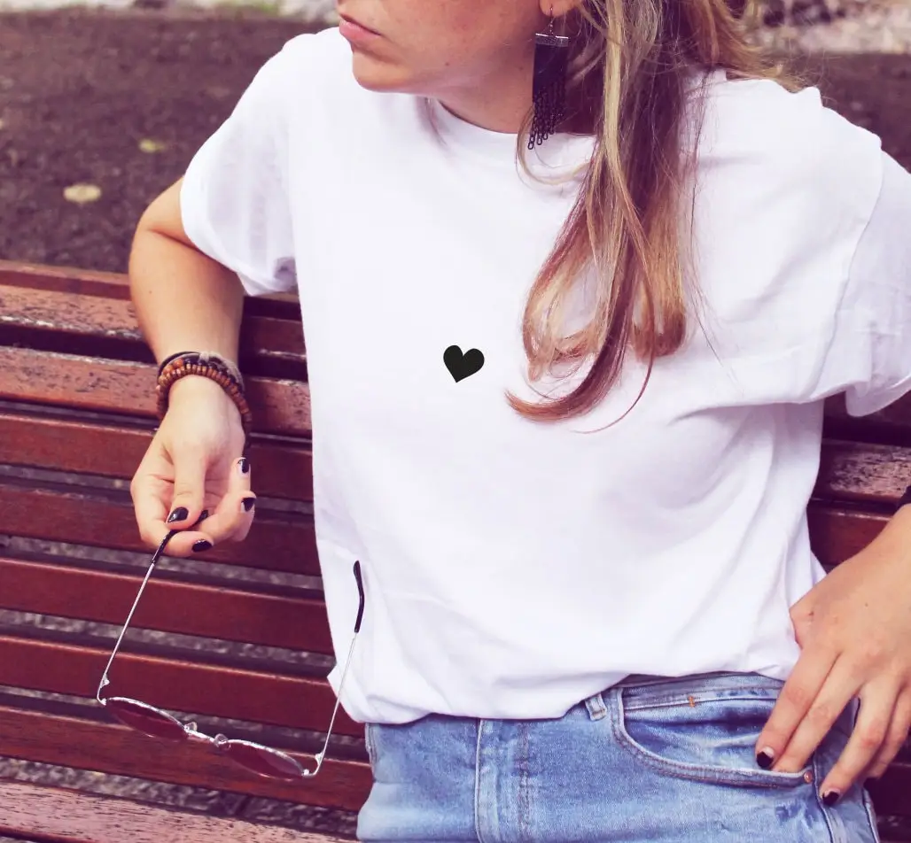 Little Heart T Shirt Cute Gift For Friend Trendy Summer Oversize