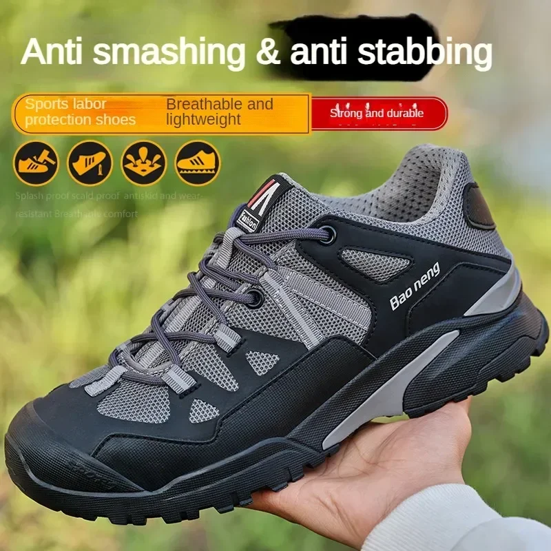 

Men Steel Toe Safety Shoes Lightweight Anti Smash Puncture Proof Breathable Work Boots for Construction Outdoor Jobs