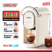 Cafelffe Multiple Capsule Coffee Machine 4 in 1 Hot/Cold DG Cappuccino Nespresso Capsule ESE Pod Ground Espresso Cafeteria 19Bar