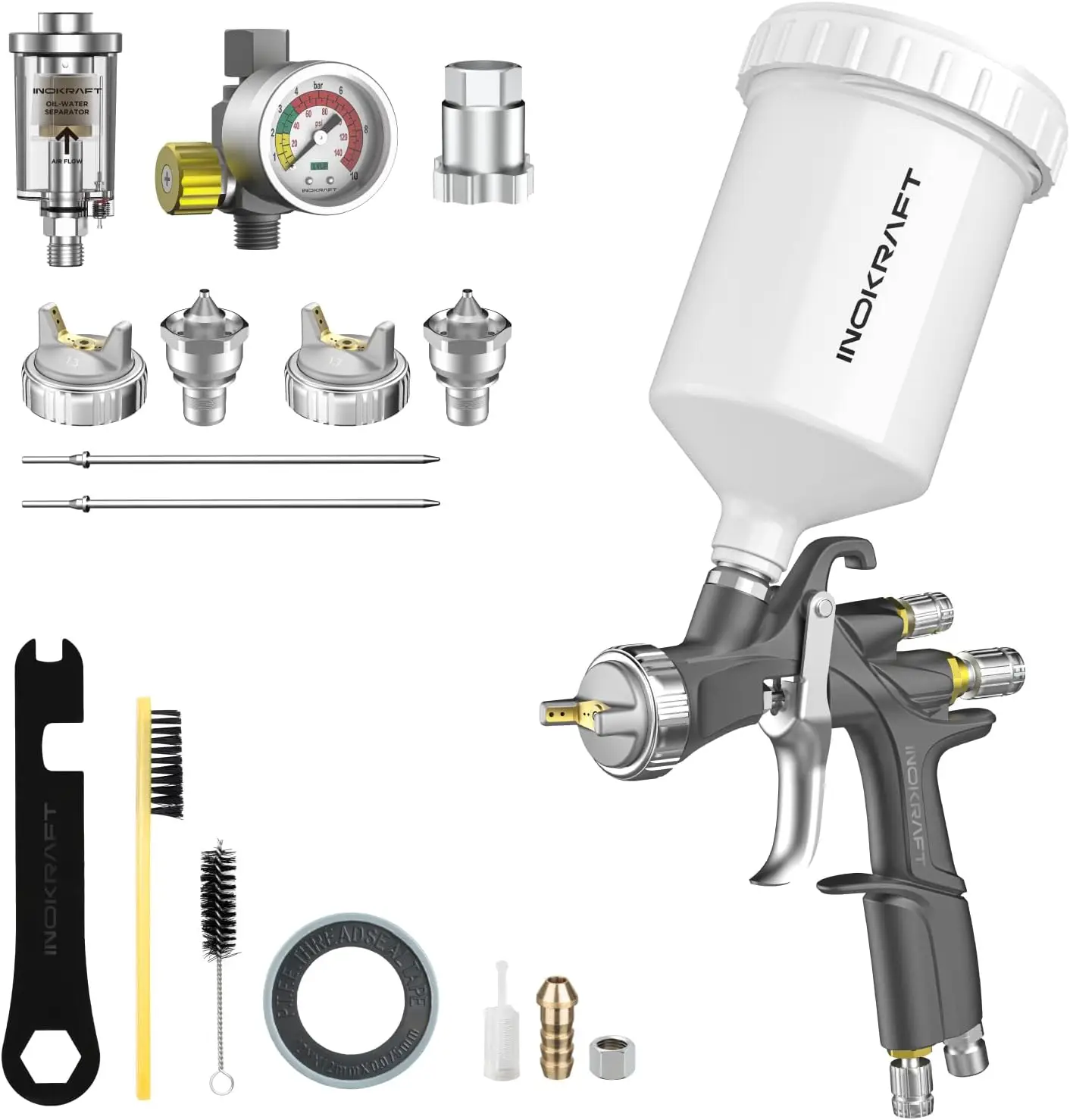 

D1 LVLP Air Spray Gun Premium Kit, Easy to Use, Paint Gun for Cars & House DIY Painting, 1.3/1.5/1.7mm Nozzles, with Paint Spray