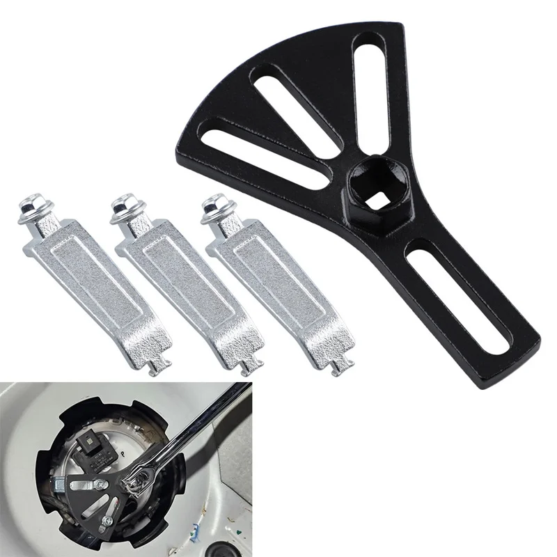 Universal 3-Jaw Adjustable Fuel Tank Cap Wrench Multi-function Fuel Pump Lid Removal Spanner Auto Maintenance Repair Tool