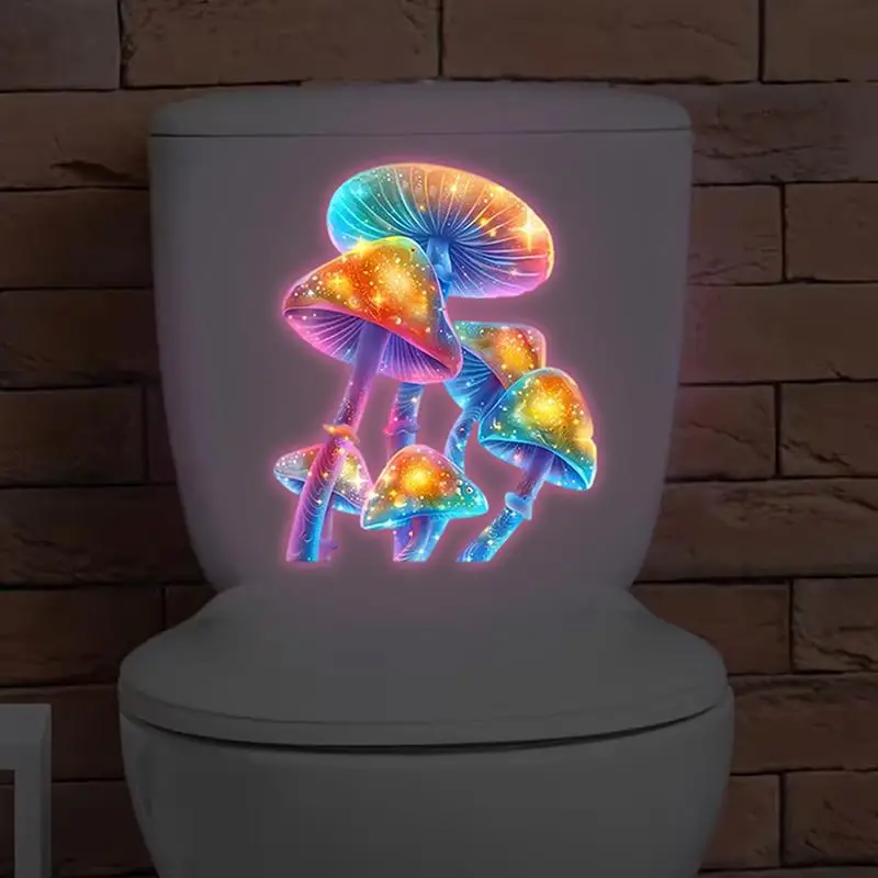 Luminous Fantasy Mushroom Wall Sticker Self Adhesive Waterproof Removable Toilet Decal for Bathroom Bedroom Decor