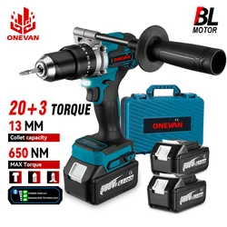 ONEVAN 1500W Brushless Trapano a percussione elettrico 650NM Cordless Cacciavite Piastre Terreno Strumento di lavorazione del legno Per makita 18v batteria